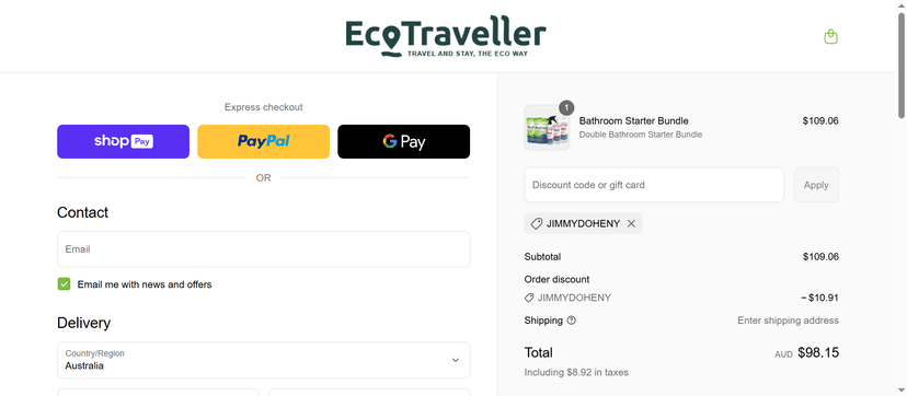 Eco Traveller Offer - 10% Off on Your Purchase